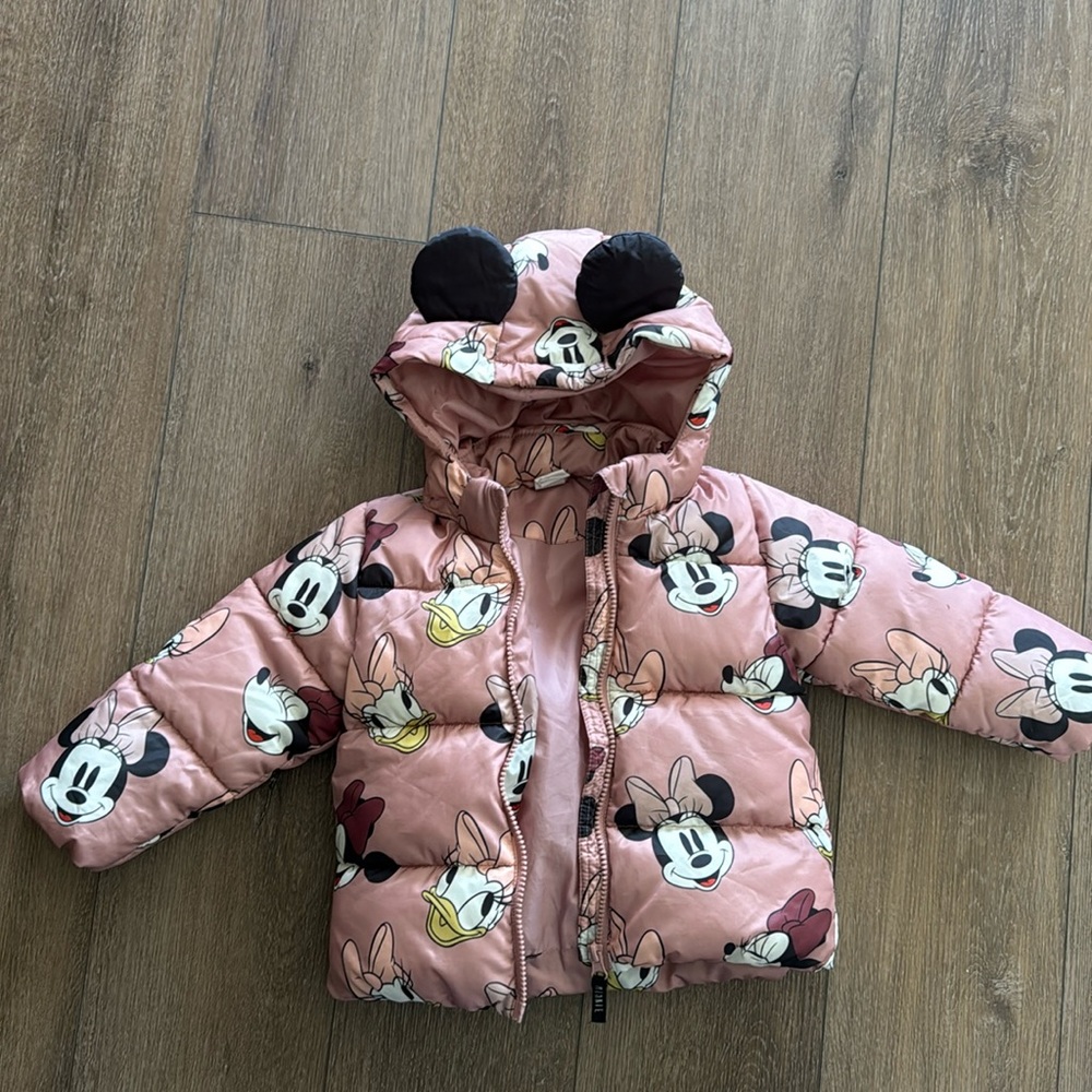 H&M Pink Minnie Mouse Puffer Jacket